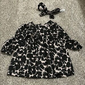 Baby gap 6-12 months Stylish Black and Cream Dress with Matching Headband